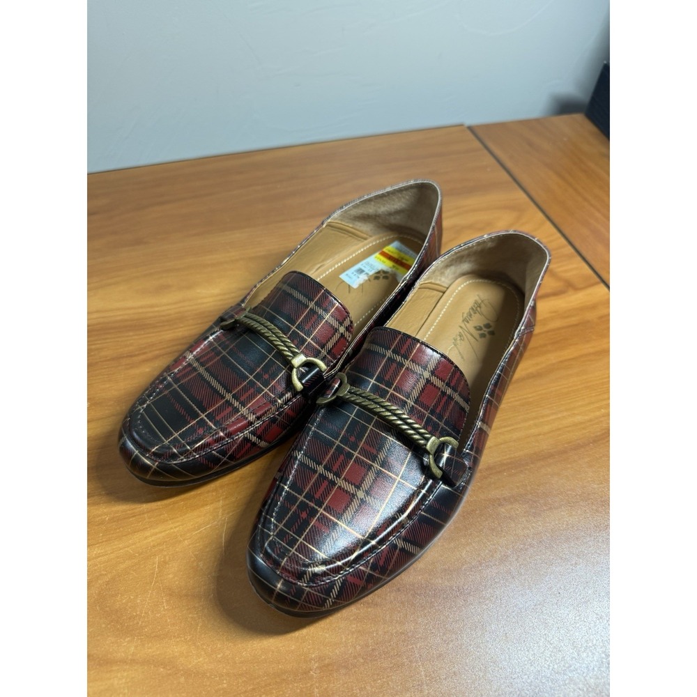 Patricia Nash Fia Loafers Leather Red Tartan Plaid Print Metal Horsebit Detail 7
